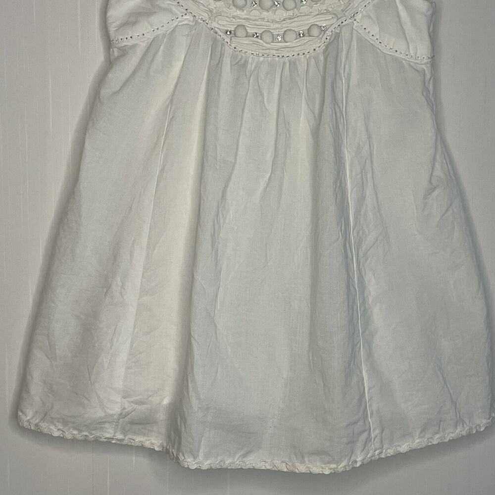Monsoon White Cotton Sparkle Smocked Summer Top Size 8/9 - Picture 4 of 10
